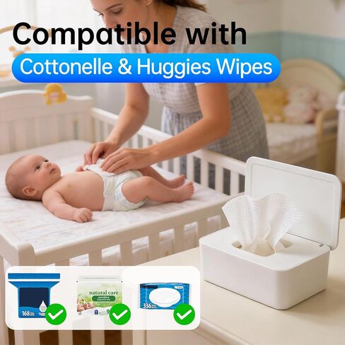 Wipes Container Compatible with Cottonelle | Refillable Flushable Wipes Holder for Huggies Wipes, Airtight Lid for Bathroom & Car,Keeps Wipe Fresh and Clean in Kuwait