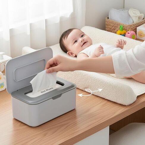 Waterproof Refillable Wipes Dispenser, Sealed Dust‑Proof Wipe Holder for Baby & Adult, Large Capacity Easy‑Pull Wipes Container, Multi‑Purpose Tissue Mask Storage Case for Home Bathroom Kitchen in Kuwait