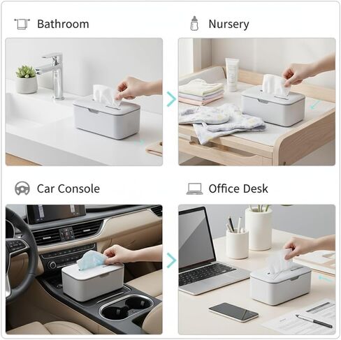 Waterproof Refillable Wipes Dispenser, Sealed Dust‑Proof Wipe Holder for Baby & Adult, Large Capacity Easy‑Pull Wipes Container, Multi‑Purpose Tissue Mask Storage Case for Home Bathroom Kitchen in Kuwait