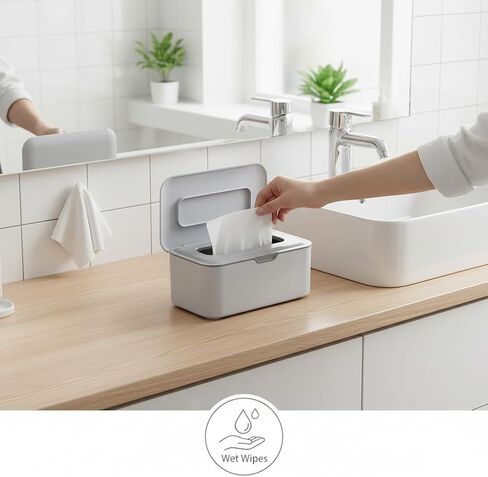 Waterproof Refillable Wipes Dispenser, Sealed Dust‑Proof Wipe Holder for Baby & Adult, Large Capacity Easy‑Pull Wipes Container, Multi‑Purpose Tissue Mask Storage Case for Home Bathroom Kitchen in Kuwait