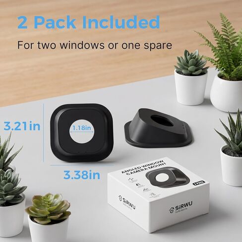 2 Pack Angled Window Camera Mount, 18° Angle Adapter for Most Magnetic Window Security Cameras Viewing Through Glass, Adhesive Glass Mount, 30mm Lens Opening in Kuwait