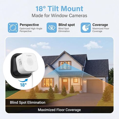 2 Pack Angled Window Camera Mount, 18° Angle Adapter for Most Magnetic Window Security Cameras Viewing Through Glass, Adhesive Glass Mount, 30mm Lens Opening in Kuwait