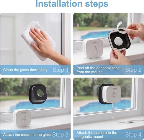 2 Pack Angled Window Camera Mount, 18° Angle Adapter for Most Magnetic Window Security Cameras Viewing Through Glass, Adhesive Glass Mount, 30mm Lens Opening in Kuwait