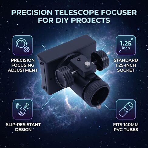 Telescope Focusing Seat 140mm 1.25 Inch Reflector Telescope Focuser, with Smooth Adjustment Locking Knob for Astronomy Astrophotography in Kuwait
