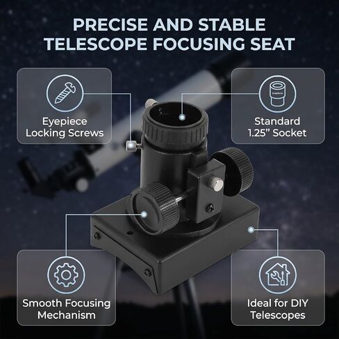 Telescope Focusing Seat 140mm 1.25 Inch Reflector Telescope Focuser, with Smooth Adjustment Locking Knob for Astronomy Astrophotography in Kuwait