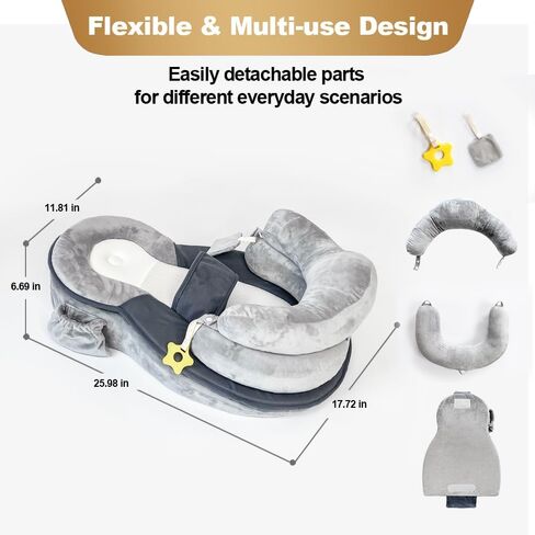 Baby Feeding Pillow, Anti Overflow Breast Feeding Pillow, Tummy Time Mat | Large & Detachable Design in Kuwait