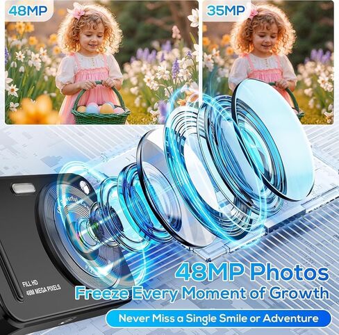 Digital Camera for Kids, 48MP FHD 1080P Point and Shoot Digital Cameras with 16X Zoom Anti-Shake in Kuwait