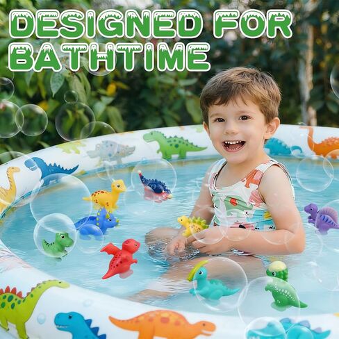 9PCS Dinosaur Bath Toys for Kids, Soft Mold Free Bath Toys | No Hole Float on Water Bathtub Toys for Toddlers, Babies 6-12 Months, 1-6 Birthday Christmas Stocking Stuffers Gifts in Kuwait