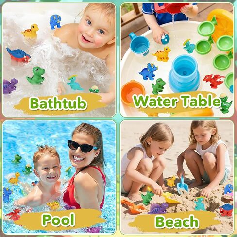 9PCS Dinosaur Bath Toys for Kids, Soft Mold Free Bath Toys | No Hole Float on Water Bathtub Toys for Toddlers, Babies 6-12 Months, 1-6 Birthday Christmas Stocking Stuffers Gifts in Kuwait