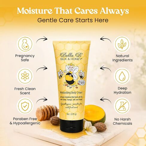 BELLA B Silk & Honey 8 oz - Pregnancy Safe Moisturizing Lotion - Made with Natural Ingredients - Use Twice Daily for Moist, Soft Skin in Kuwait