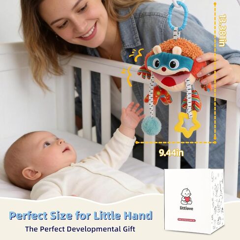 Baby Car Seat Toys Hanging - Sensory Ball Travel Toys for 6 7 8 9 10 11 12 Monthes with Rattle, Teether, Squeaky, Crinkle,Textures, Soft Montessori Plush Toys Newborn Gift Boys Girls Infant Roadtrip in Kuwait