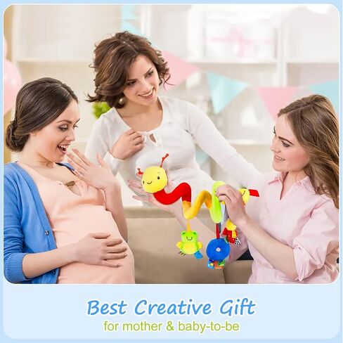 No-String Spiral Baby Car Seat & Stroller Toy | String-free design for safer play. Soft plush with crinkle & rattle. Fits car seat, stroller, crib. in Kuwait