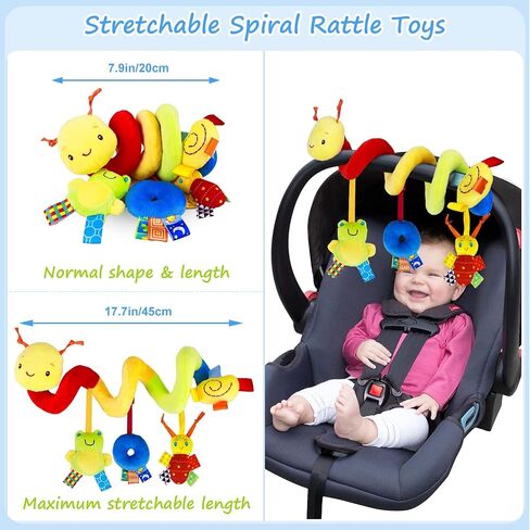 No-String Spiral Baby Car Seat & Stroller Toy | String-free design for safer play. Soft plush with crinkle & rattle. Fits car seat, stroller, crib. in Kuwait