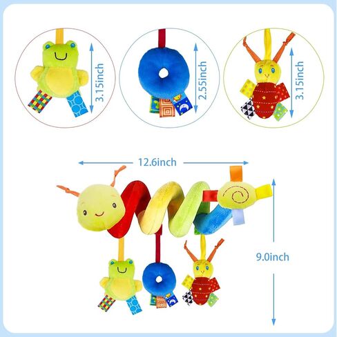 No-String Spiral Baby Car Seat & Stroller Toy | String-free design for safer play. Soft plush with crinkle & rattle. Fits car seat, stroller, crib. in Kuwait