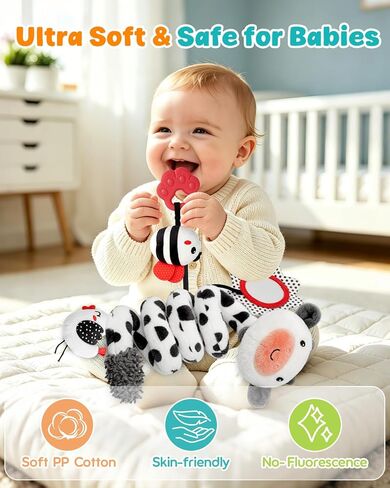 Spiral Car Seat Baby Toys 0-6 Months, Infant Hanging Carseat Stroller Toys | High Contrast Newborn Toys, Easy to Install, Soft Plush, Baby Sensory Toys, Baby Travel Toys, Shower Gifts in Kuwait
