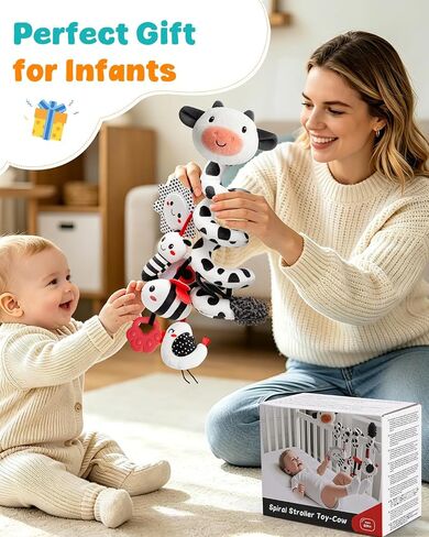 Spiral Car Seat Baby Toys 0-6 Months, Infant Hanging Carseat Stroller Toys | High Contrast Newborn Toys, Easy to Install, Soft Plush, Baby Sensory Toys, Baby Travel Toys, Shower Gifts in Kuwait