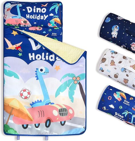 Toddler Nap Mat with Pillow and Blanket - Large Rolled & Ultra Soft Nap Mats for Daycare, Preschool, Kindergarten, Travel in Kuwait