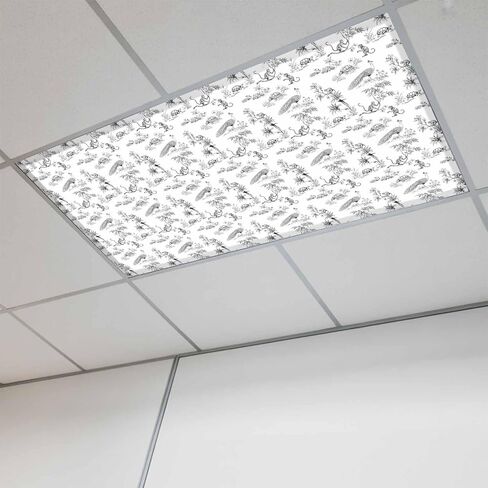 Fluorescent Light Covers, Farmhouse Monkey Magnetic Light Covers for Ceiling Lights, Vintage Blue Plants Rustic Turtles Peacock Fluorescent Ceiling Shade for Classroom Bedroom Office 4x2Ft x 1PCS in Kuwait