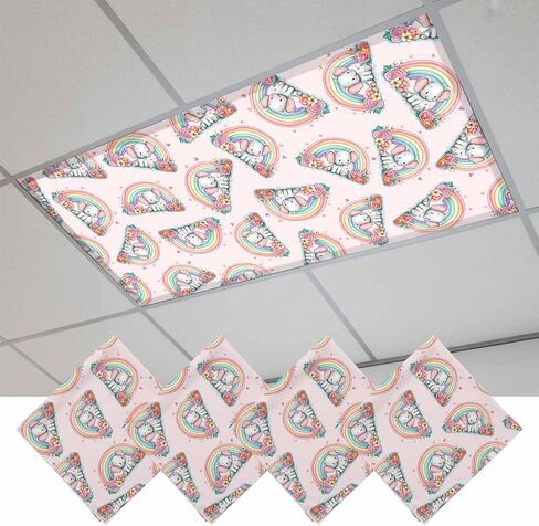 Fluorescent Light Covers, Pink Elephant Magnetic Light Covers for Ceiling Lights, Cute Cartoon Rainbow Spring Floral Fluorescent Ceiling Shade Filters for Classroom Bedroom Office 4x2Ft x 3PCS in Kuwait