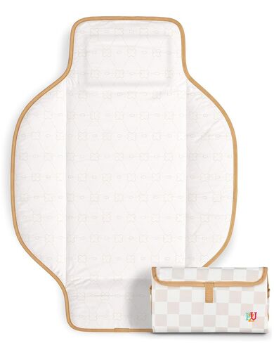 PZU Portable Diaper Changing Pad - Waterproof Travel Changing Mat with Built-in Pillow, Gifts for Baby Shower, Newborn Girls & Boys（Beige Checkers） in Kuwait