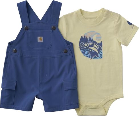 Carhartt Baby Boys' Ss Bodysuit and Cargo Pocket Shortall Set in Kuwait