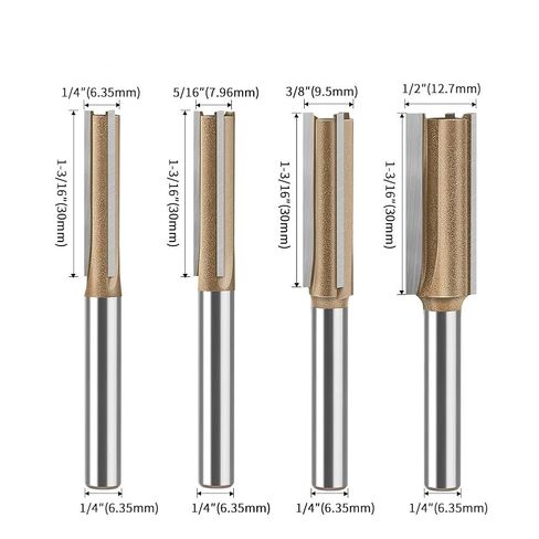3-Flute Straight Router Bit 1/2" Shank 3/8" Dia in Kuwait