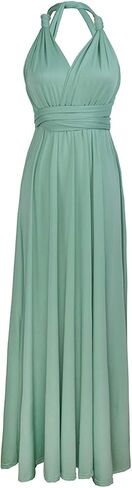 PERSUN Women's Elegant Long Multi Way Strap Wrap Convertible Formal Nursing Maternity Dress,Green,M in Kuwait