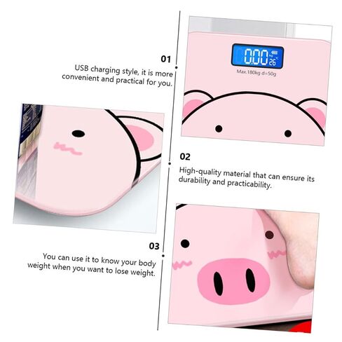 USB Rechargeable Cartoon Weight Scale with High Sensitivity Sensor Durable Electronic Digital Health for Home Use Accurate Measurement of Weight and Room Temperature Display in Kuwait
