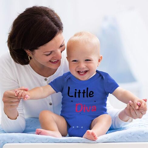 Custom Boy & Girl Baby Bodysuit Little Diva Funny Cotton Baby Clothes Soft Pink Design Only Newborn in Kuwait