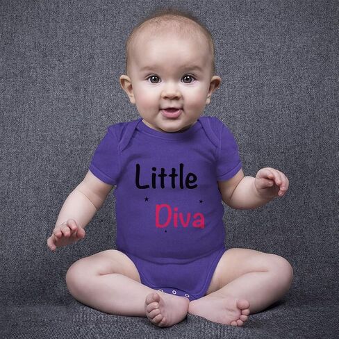 Custom Boy & Girl Baby Bodysuit Little Diva Funny Cotton Baby Clothes Soft Pink Design Only Newborn in Kuwait