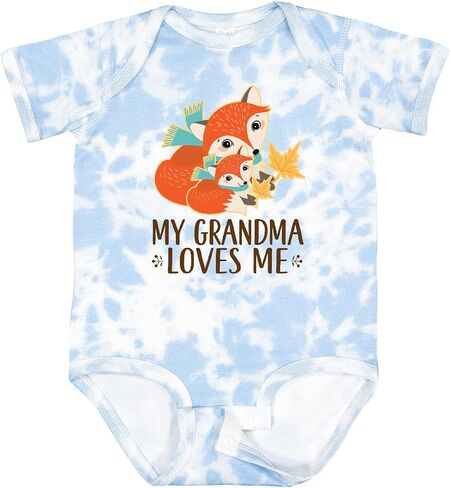 inktastic Grandma Loves Me Woodland Fox Baby Bodysuit in Kuwait