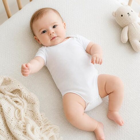 Baby Bodysuits 100% Organic Cotton, Unisex Short Sleeve Newborn Essentials, Ultra Soft Layette, 0-24 Months in Kuwait