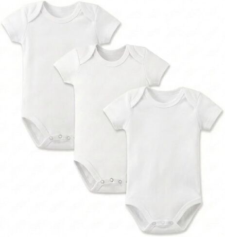 Baby Bodysuits 100% Organic Cotton, Unisex Short Sleeve Newborn Essentials, Ultra Soft Layette, 0-24 Months in Kuwait