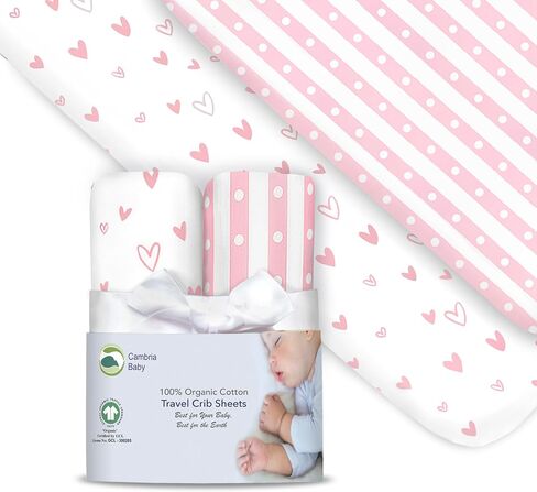 100% Organic Cotton Fitted Sheets Perfectly Compatible with Graco Pack n Play, Babyletto, Pamo Babe, Hiccapop, Dream on Me, Evenflo, Baby Trend Portable/Mini Crib/Playards. 2 Pk in Kuwait