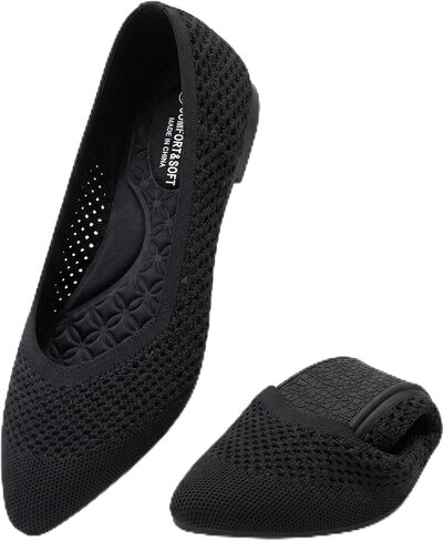 Buyrew Women's Knit Ballet Flats Breathable Low-Top Loafers Comfortable Casual Mesh Walking Shoes in Kuwait