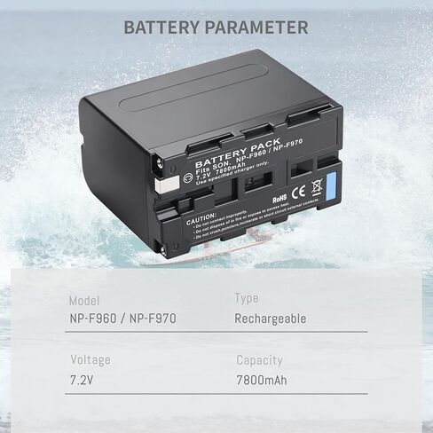 2-Pack NP-F970 7800mAh Battery Compatible with Sony NP-F970 NP-F550 NP-F750 | NP-F950 NP-F570 NP-F960 NP-F930 NP-F975 NP-F980 DCR-VX2100 DSR-PD170 HDR-AX2000E HDR-FX1000, For Handycam LED Light Monitor in Kuwait