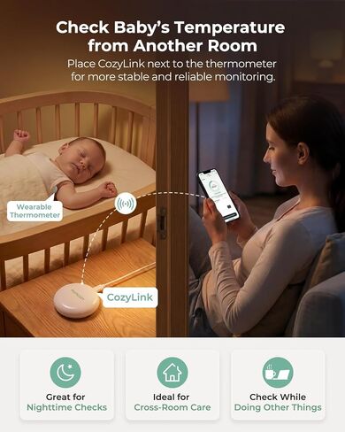 Momcozy CozyLink for Wearable Digital Thermometer, Accessory Only, Not a Thermometer, Requires Momcozy Baby Thermometer,More Stable Remote Temperature Monitoring Within 10m，Signal-Boosting in Kuwait