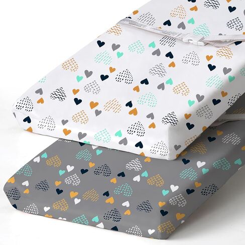 BROLEX Changing Pad Covers for Baby: Boy Girls Ultra Stretchy Soft 2 Pack, Heart Pattern in Kuwait