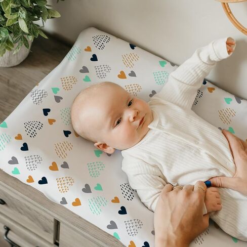 BROLEX Changing Pad Covers for Baby: Boy Girls Ultra Stretchy Soft 2 Pack, Heart Pattern in Kuwait