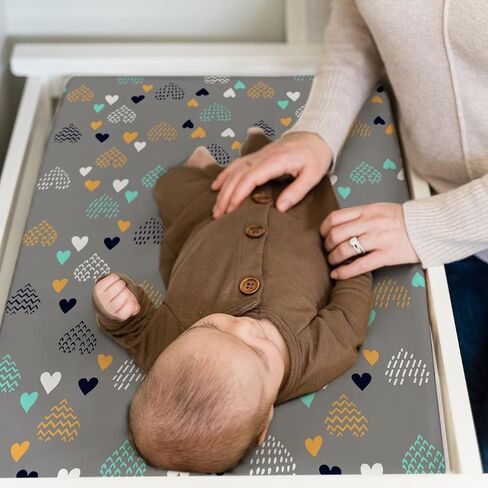 BROLEX Changing Pad Covers for Baby: Boy Girls Ultra Stretchy Soft 2 Pack, Heart Pattern in Kuwait