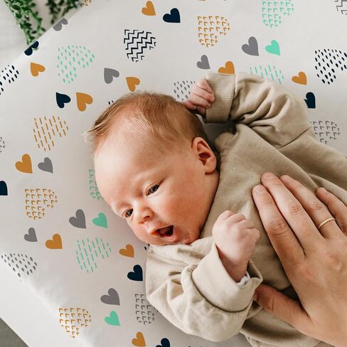 BROLEX Changing Pad Covers for Baby: Boy Girls Ultra Stretchy Soft 2 Pack, Heart Pattern in Kuwait