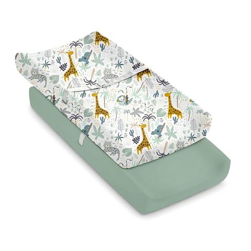Yoofoss 2-Pack Changing Pad Covers for Baby, Ultra Soft Breathable Changing Table Pad Cover, Green+Giraffe in Kuwait