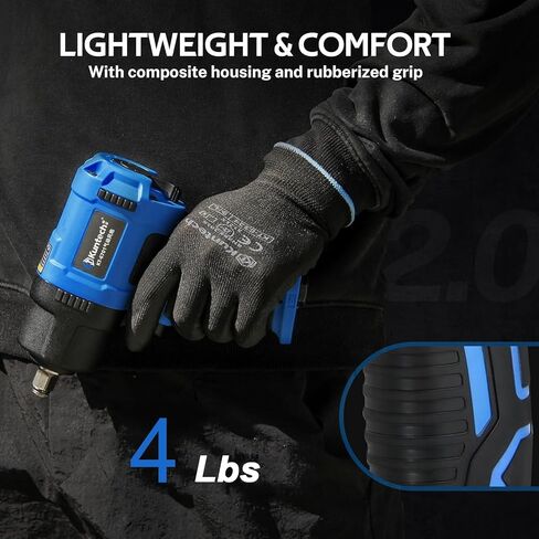1/2 Air Impact Wrench, 1150 Ft-Lbs 8500 RPM High Torque Impact Gun, Pneumatic Impact Wrench with Double Hammer Mechanism, Lightweight 3-Speed Adjustable Air Impact Gun, with Accessories in Kuwait