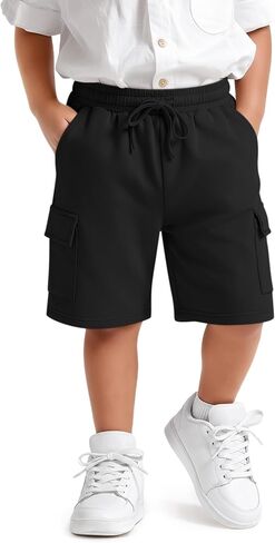 Toddler Baby Boys' Cargo Shorts | Knee Length, Drawstring, Pull On, Uniform Shorts, Sweat Shorts with Pockets, Back to School, Play, Casual, for Boys 18M-5T in Kuwait