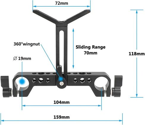 Camera 19mm Y Shaped Lens Bracket Holder Height Adjustable for DSLR Sholuder Mount 19mm Systems in Kuwait