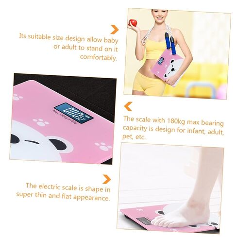 Healifty Electronic Digital Weight Scale for Adults and Boy Girl High Precision Temperature Detector Pink Cartoon Suitable for Home Use and Family Weighing in Kuwait