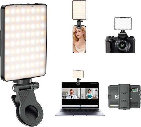 LED Portable Selfie Light, Video Conference Lighting Quality Lithium Battery CRI 97+, Clip & Camera Tripod Adapter, 3 Light Modes for Phone in Kuwait