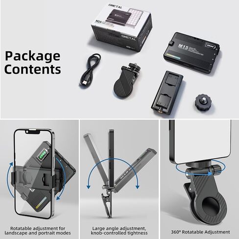 LED Portable Selfie Light, Video Conference Lighting Quality Lithium Battery CRI 97+, Clip & Camera Tripod Adapter, 3 Light Modes for Phone in Kuwait