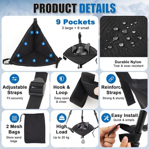 Woanger 2 Pcs Tripod Weights Stone Bag, Heavy Duty Weighted Sand Bags for Tripod Easel Light Stand Photography Astrophotography Paintings, Tripods Rock Bag with Adjustable Buckles 9 Extra Pockets in Kuwait