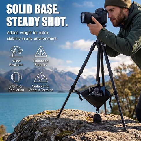 Woanger 2 Pcs Tripod Weights Stone Bag, Heavy Duty Weighted Sand Bags for Tripod Easel Light Stand Photography Astrophotography Paintings, Tripods Rock Bag with Adjustable Buckles 9 Extra Pockets in Kuwait